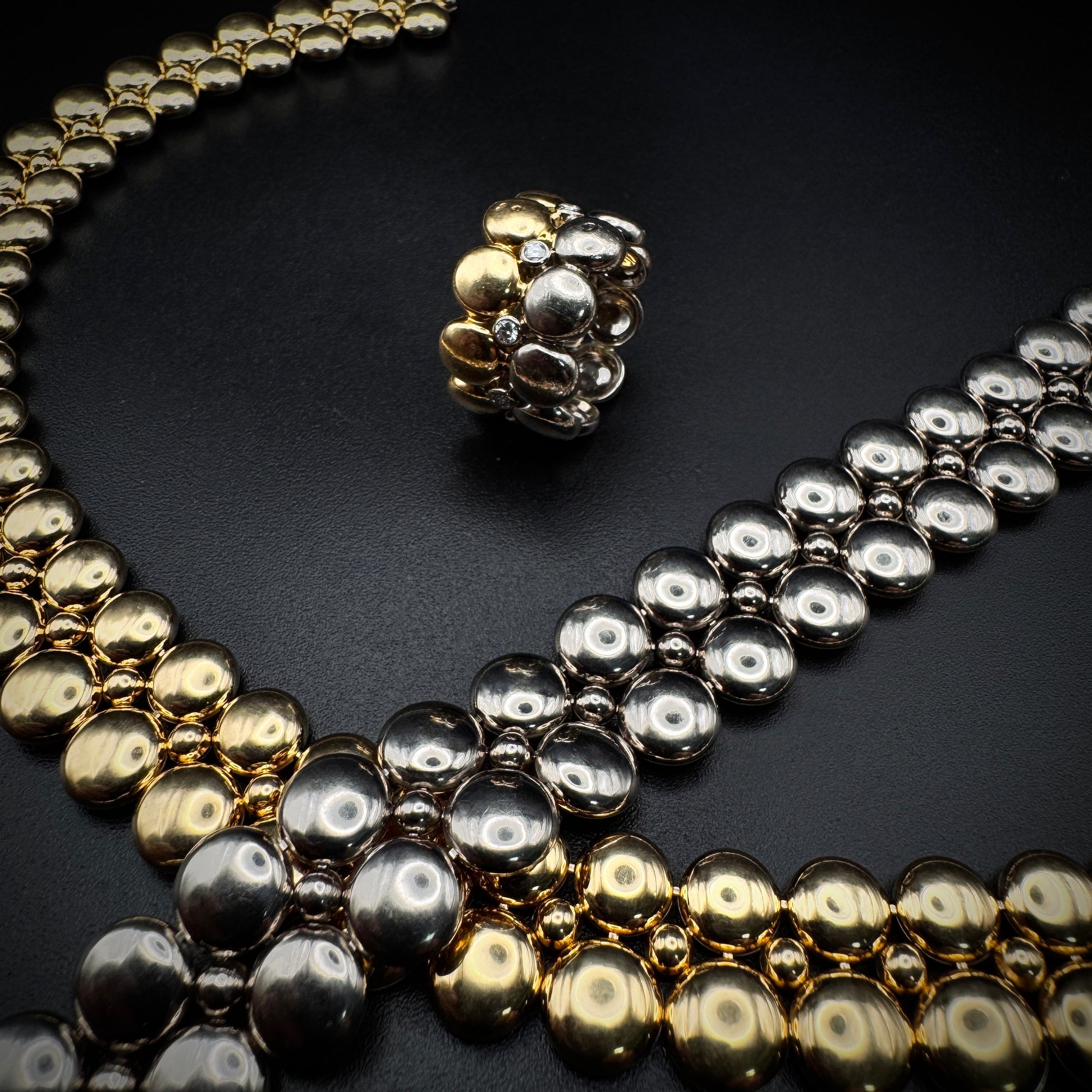 Cartier 1990s "Double Face" Bicolor Yellow & White Gold Diamonds Set