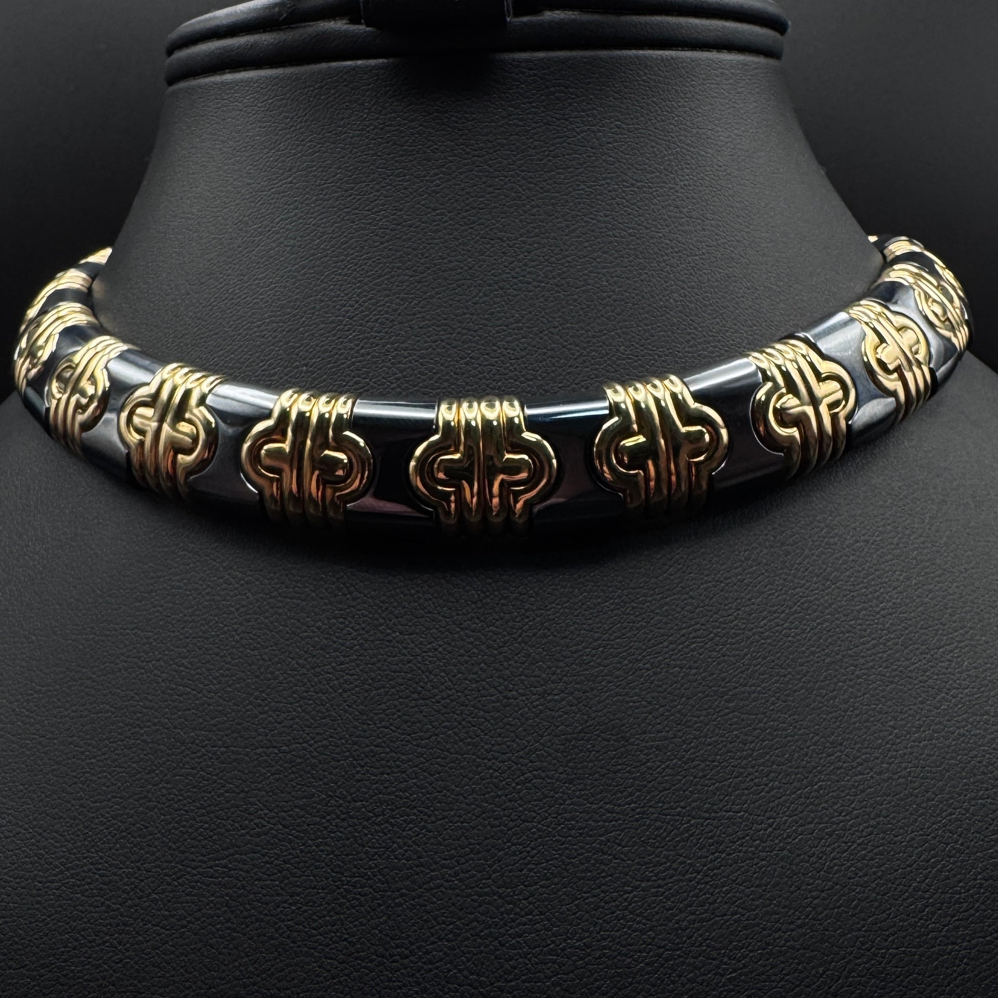 Bulgari 1980s “Parentesi“ Hematite Gold Necklace