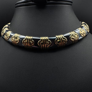 Bulgari 1980s “Parentesi“ Hematite Gold Necklace