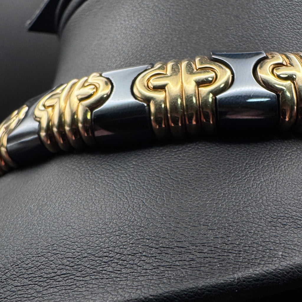 Bulgari 1980s “Parentesi“ Hematite Gold Necklace