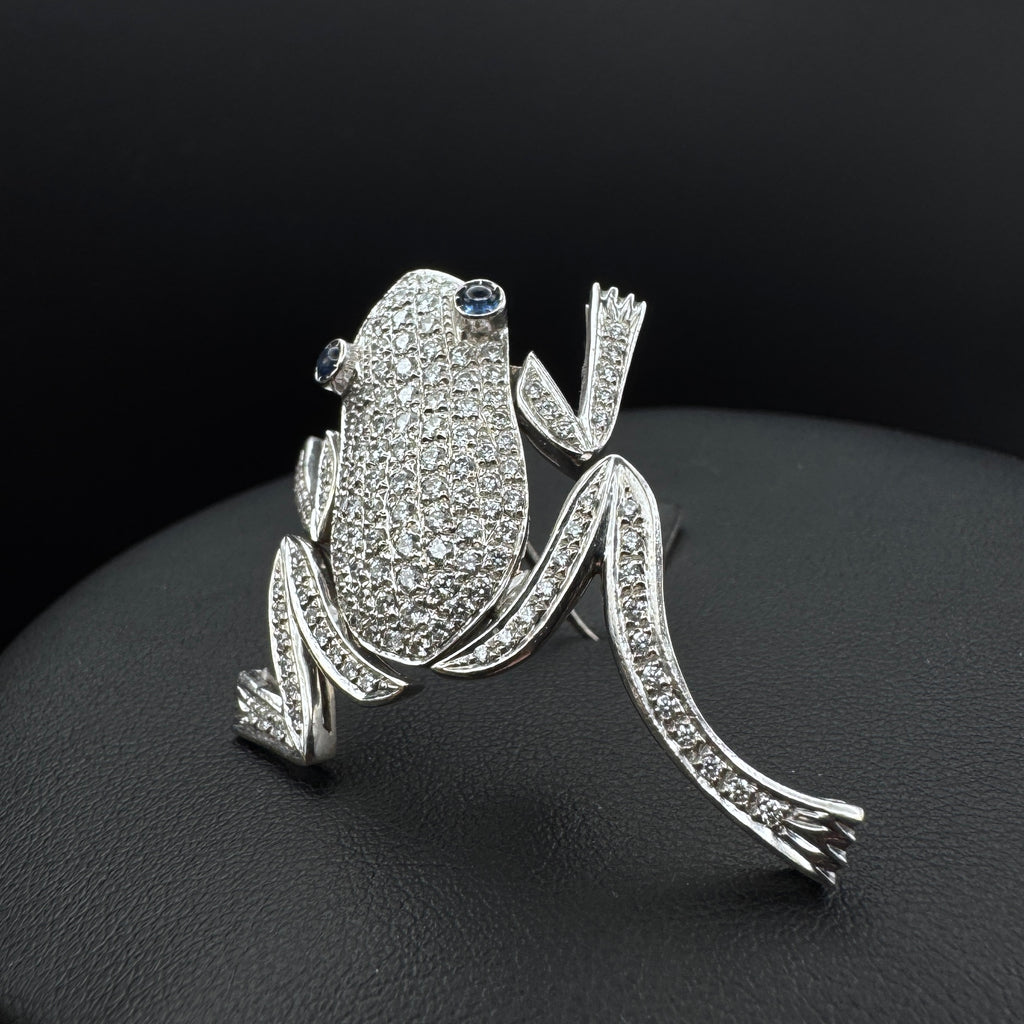 Vintage „Frog“ Diamonds Movable White Gold Brooch