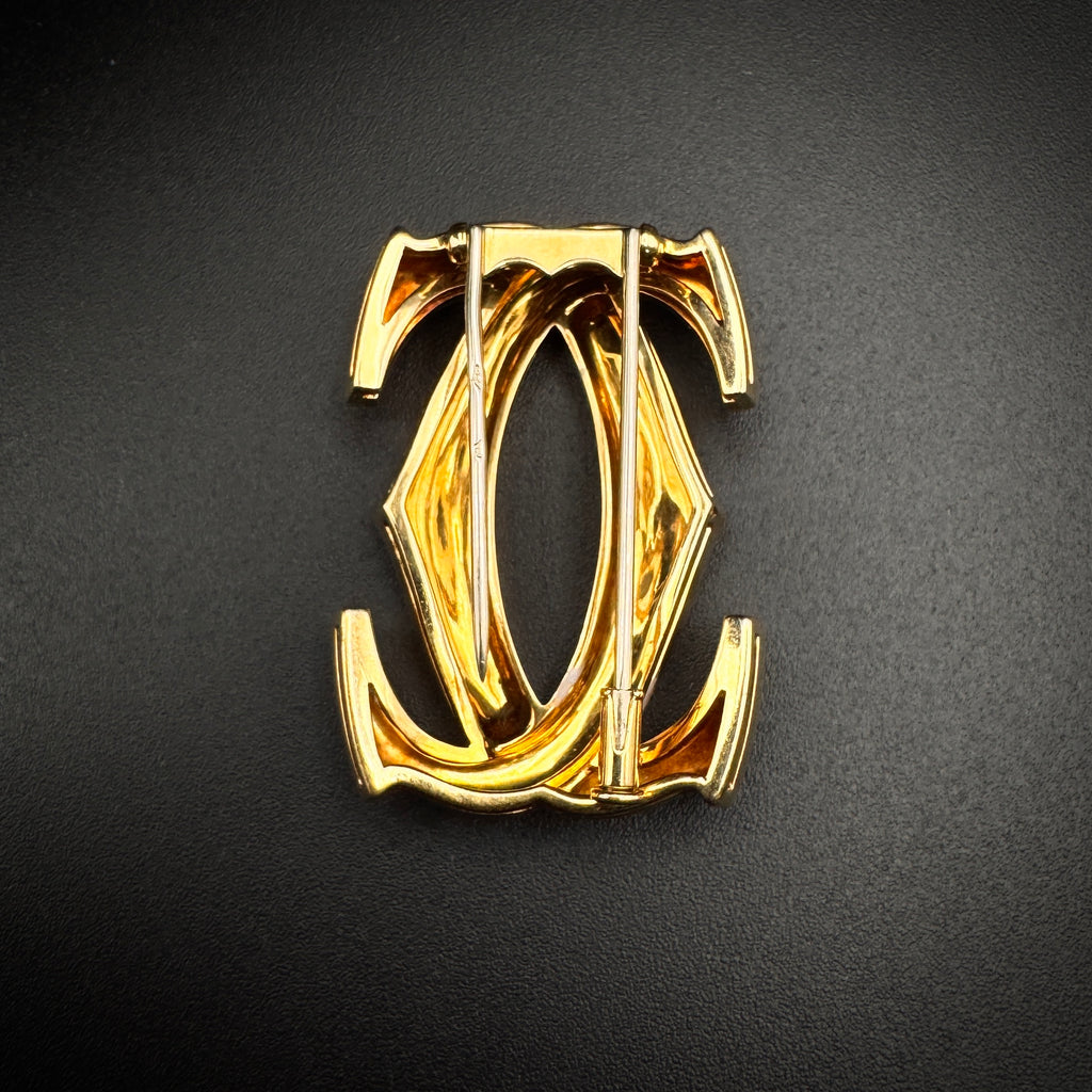 Cartier 1980s "Double C" Gold Brooch