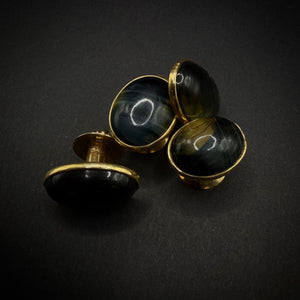 Van Cleef & Arpels Labradorite 1950s Button Gold Cufflinks