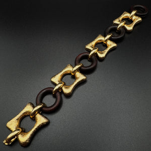 Van Cleef & Arpels 1970s Wood Square Gold Bracelet