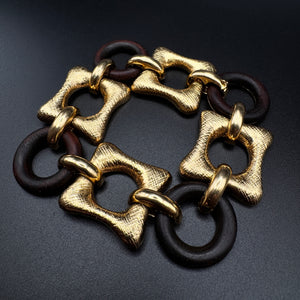 Van Cleef & Arpels 1970s Wood Square Gold Bracelet