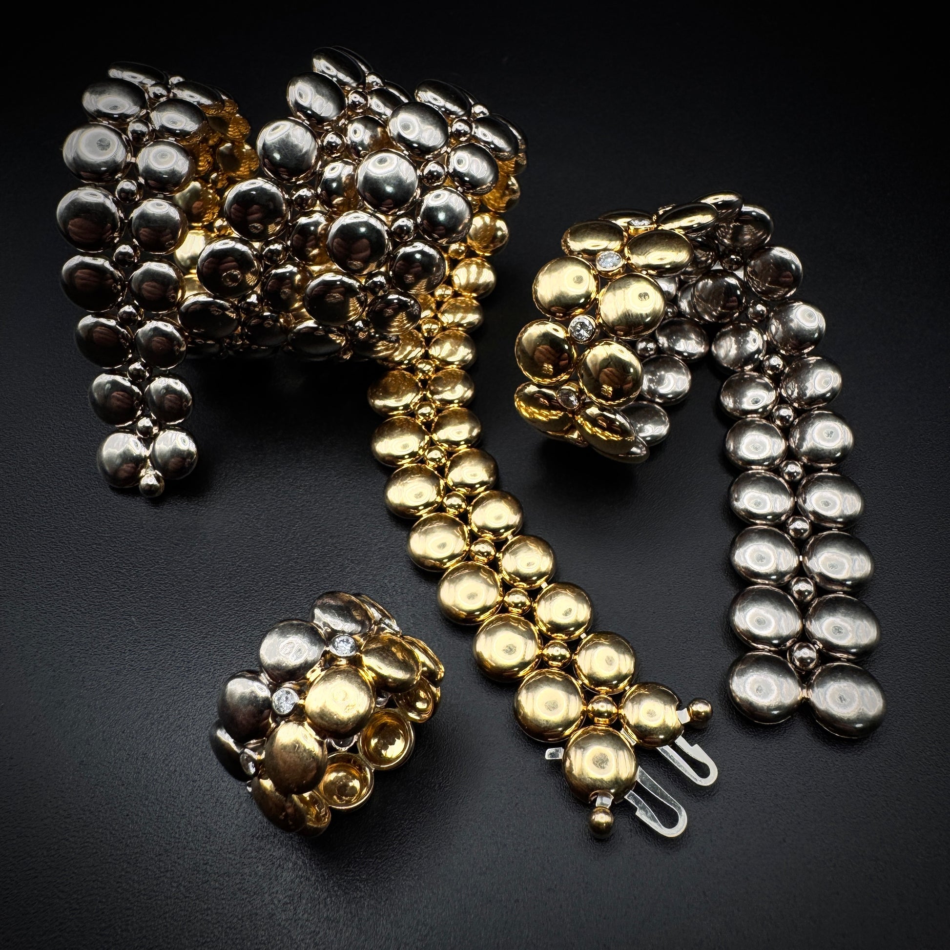 Cartier 1990s "Double Face" Bicolor Yellow & White Gold Diamonds Set