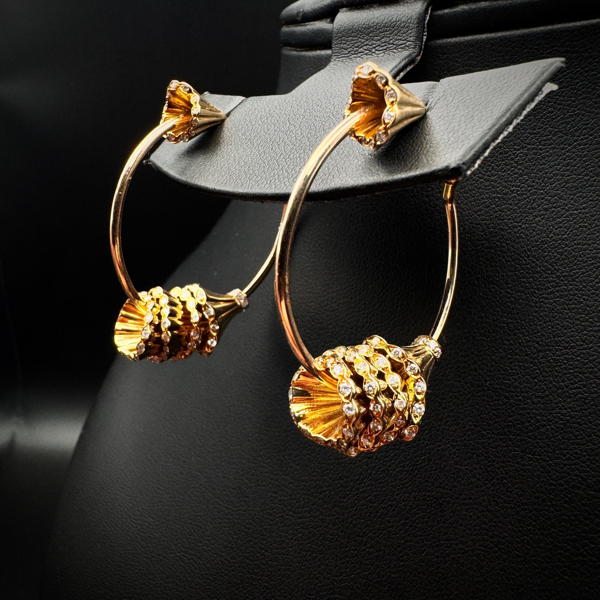Boucheron "Frou Frou" Tassel Diamonds Gold Hoop Earrings