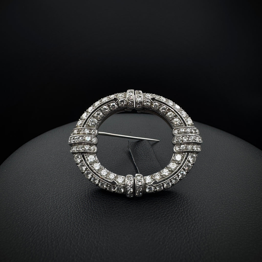 Art Deco "Arrows" Platinum Diamonds Double Clip Brooch