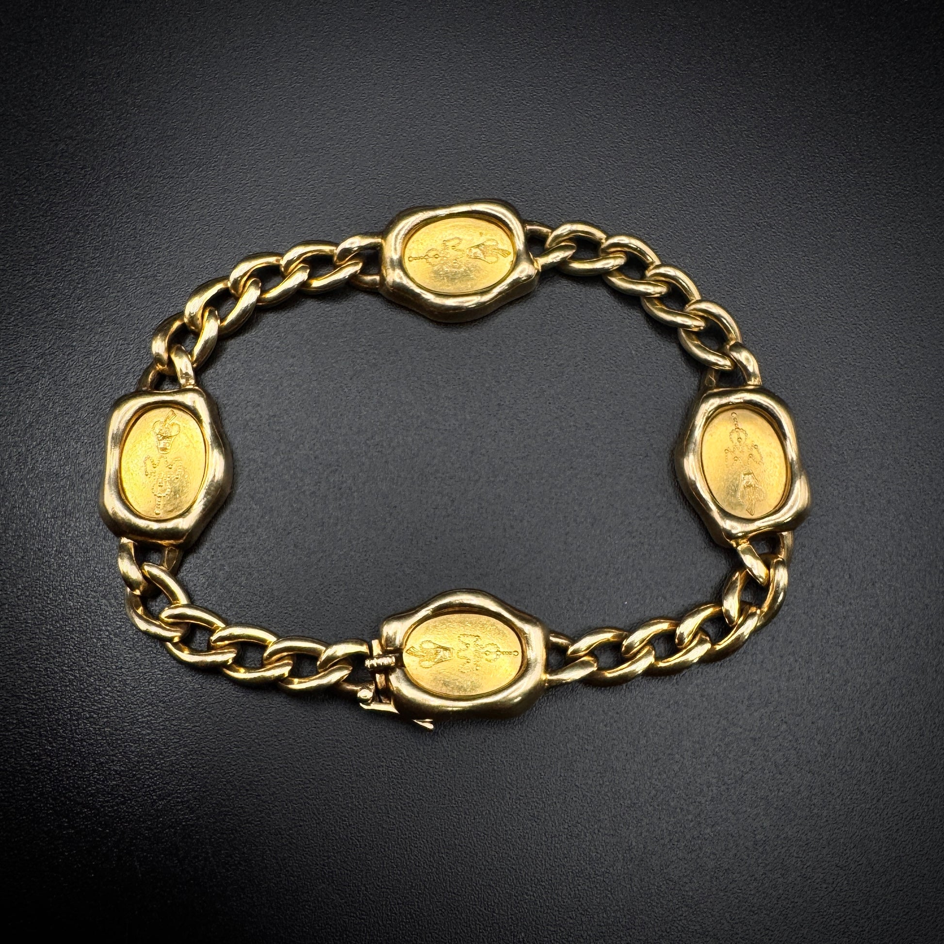Cartier Paris Rare 1970s "Plates" Granulation Gold Bracelet