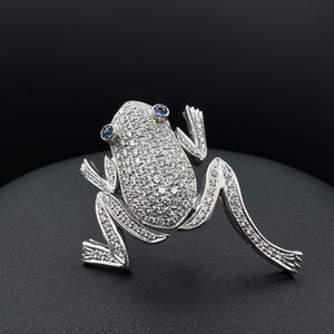 Vintage „Frog“ Diamonds Movable White Gold Brooch