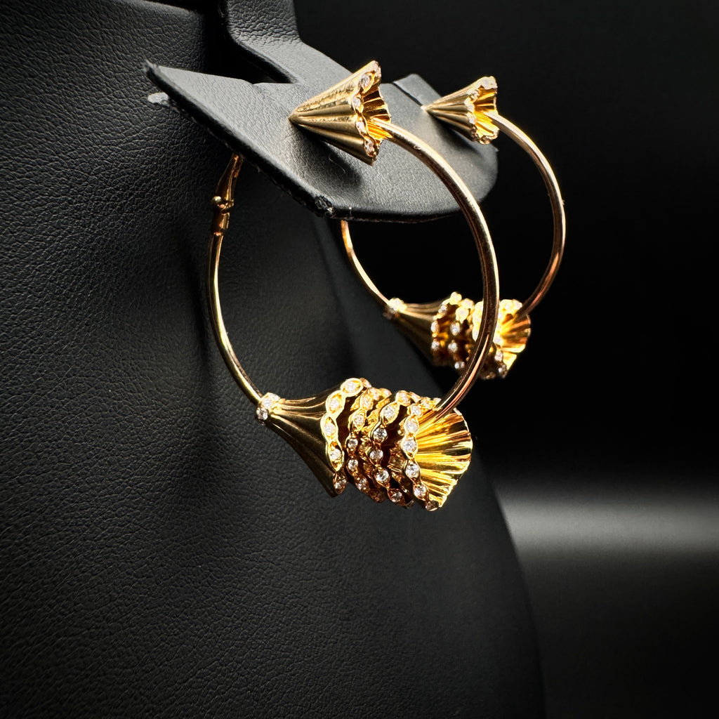 Boucheron "Frou Frou" Tassel Diamonds Gold Hoop Earrings