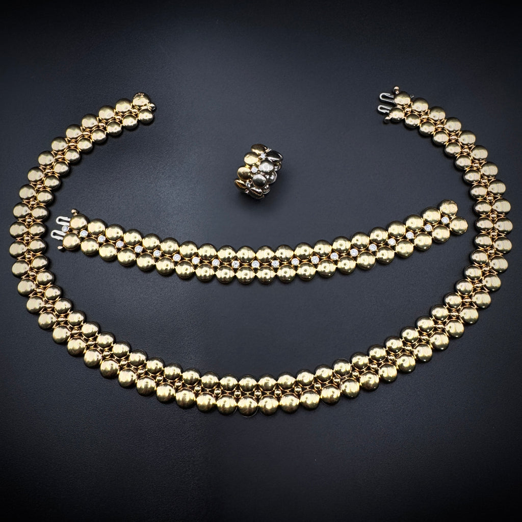 Cartier 1990s "Double Face" Bicolor Yellow & White Gold Diamonds Set