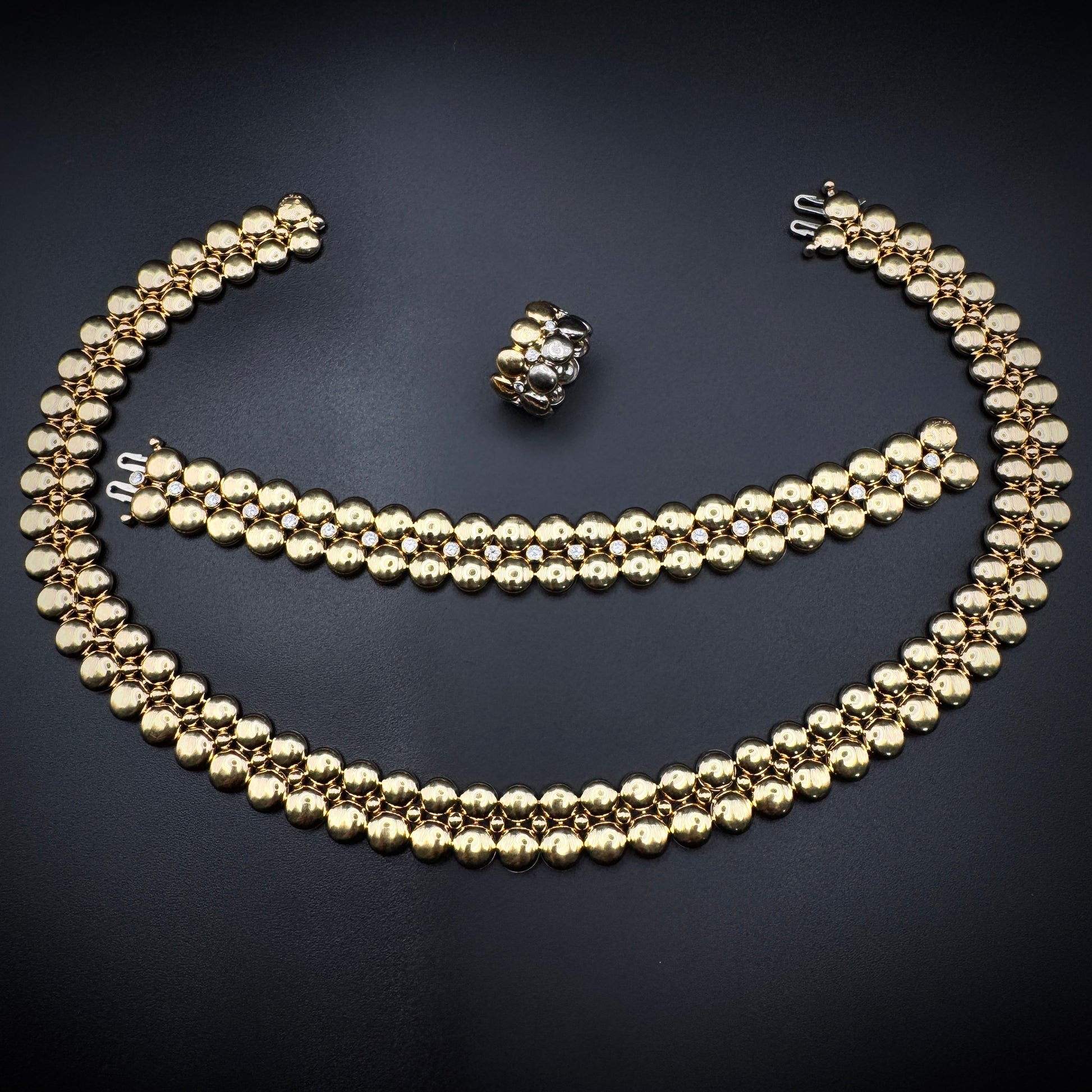 Cartier 1990s "Double Face" Bicolor Yellow & White Gold Diamonds Set