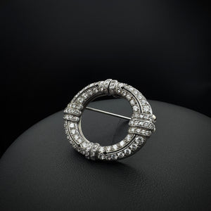 Art Deco "Arrows" Platinum Diamonds Double Clip Brooch