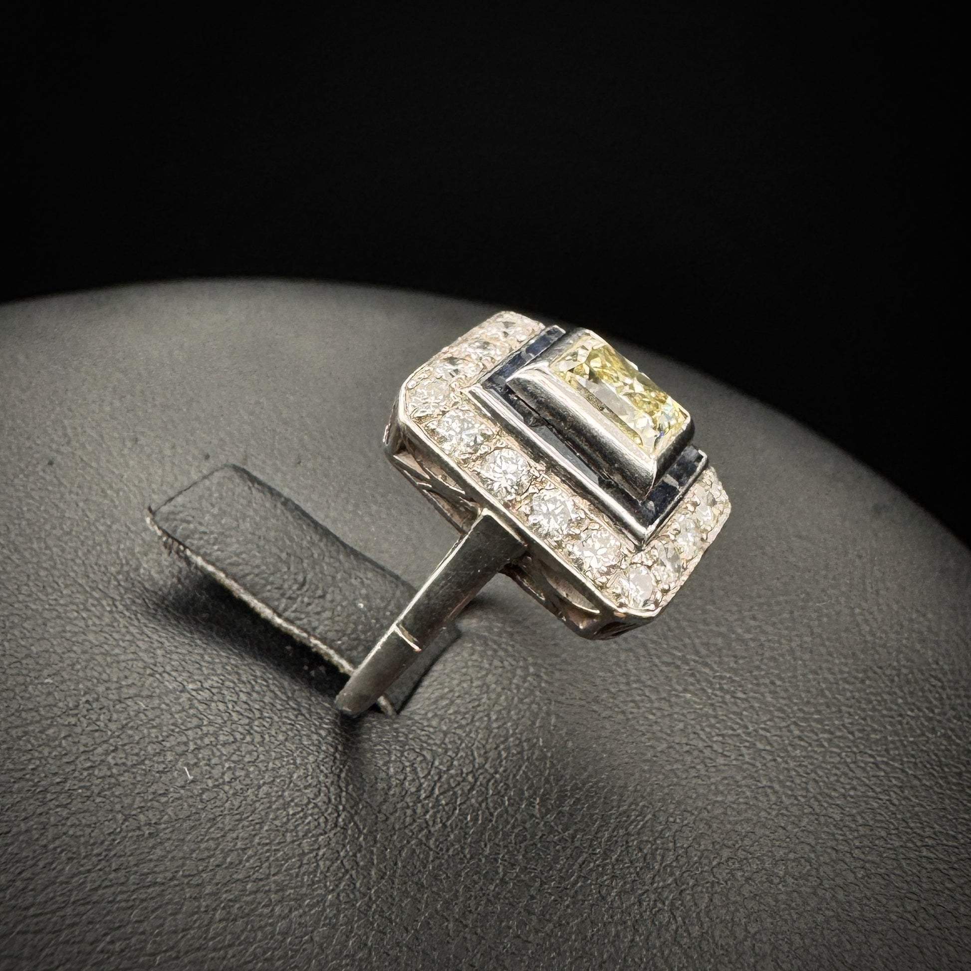 Late Art Deco 1940s "Emerald Cut" Diamond Platinum Ring