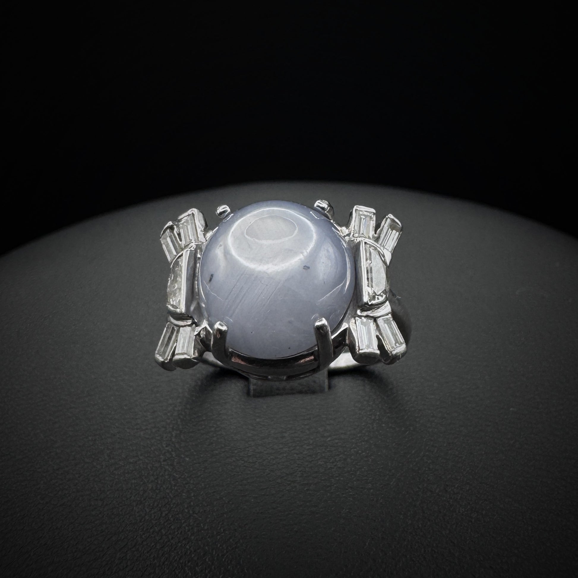 Art Deco Star Sapphire & Diamonds Platinum Ring
