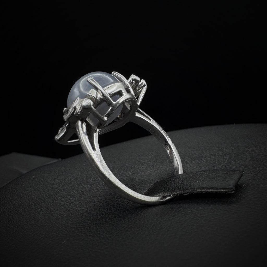 Art Deco Star Sapphire & Diamonds Platinum Ring