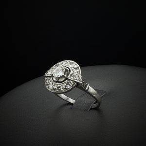 Art Deco "Halo" Diamonds Platinum Ring