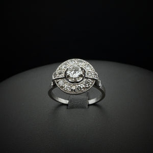 Art Deco "Halo" Diamonds Platinum Ring