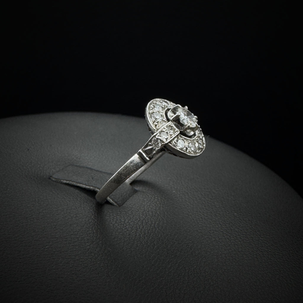 Art Deco "Halo" Diamonds Platinum Ring