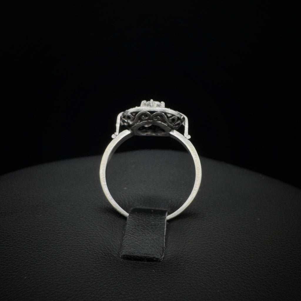 Art Deco "Halo" Diamonds Platinum Ring