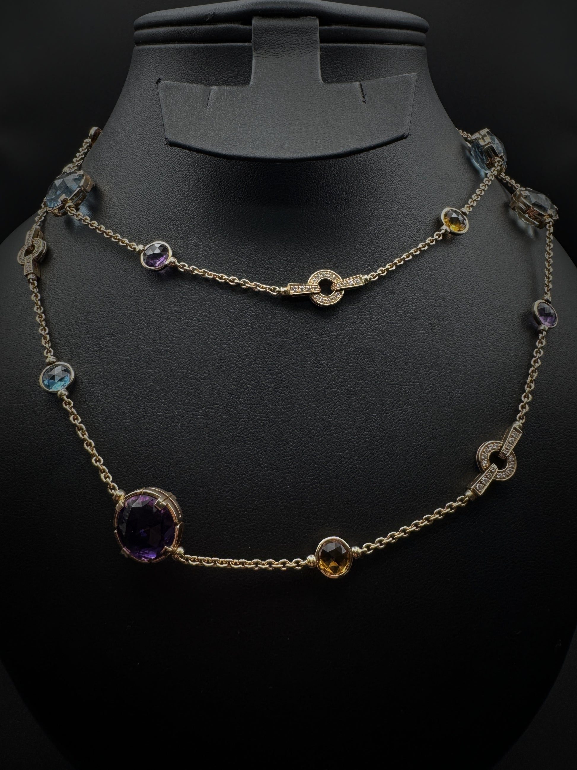Bulgari "Parentesi" Sautoir Multicolor Stones 90cm Long Necklace