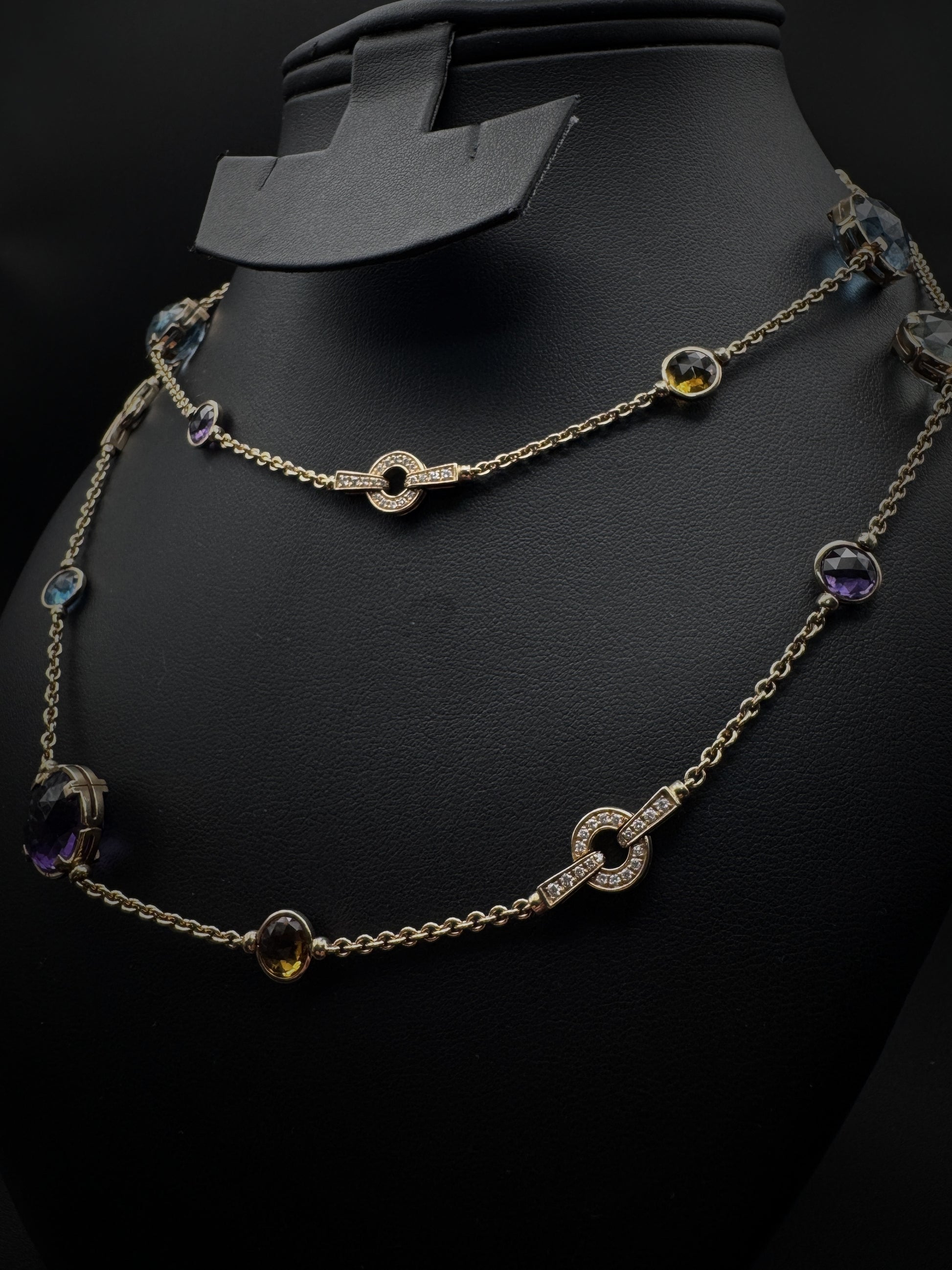 Bulgari "Parentesi" Sautoir Multicolor Stones 90cm Long Necklace