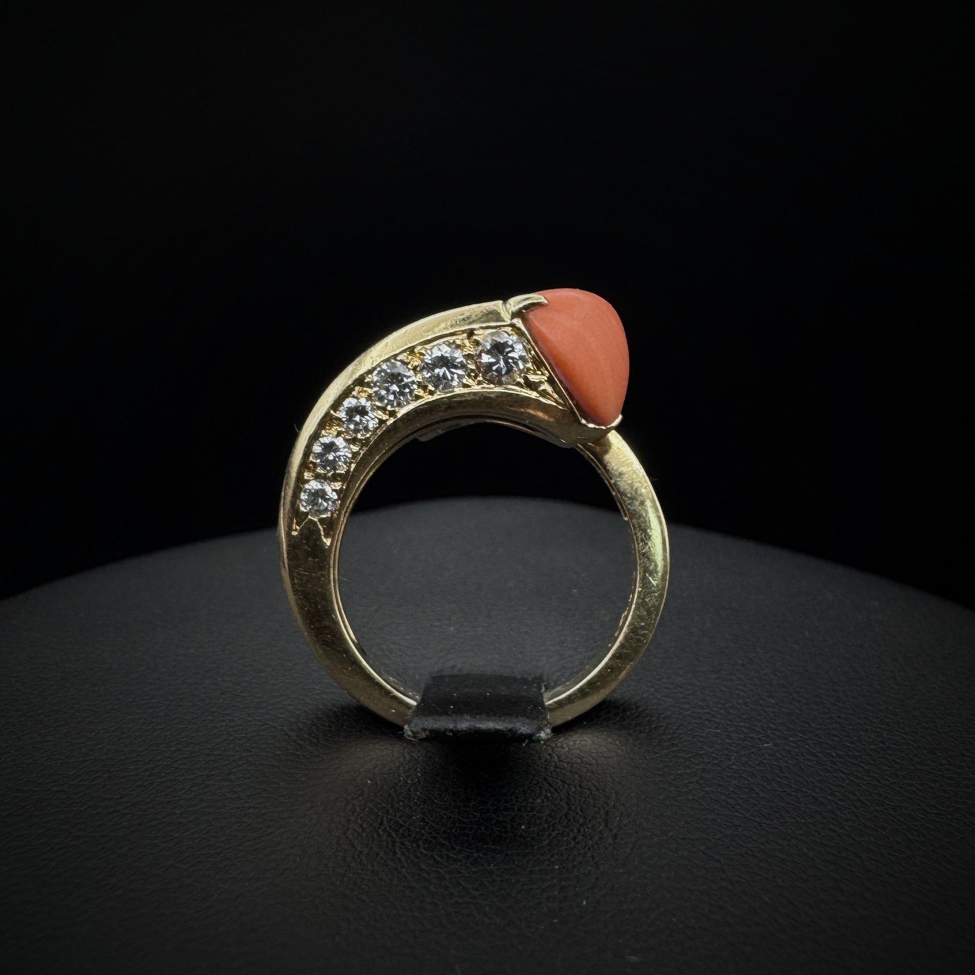Cartier Paris 1970s "Snake" Coral & Diamonds Gold Ring