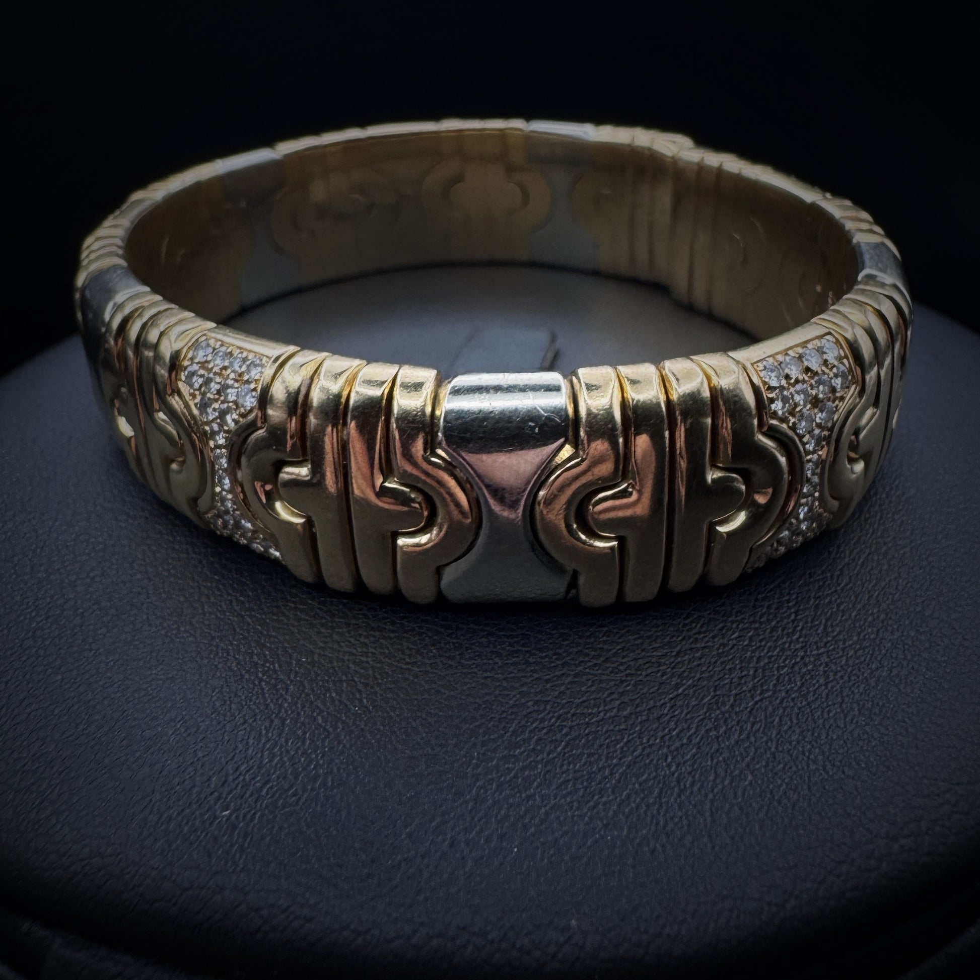 Bulgari 1980s "Parentesi" Diamond White & Yellow Gold Bangle