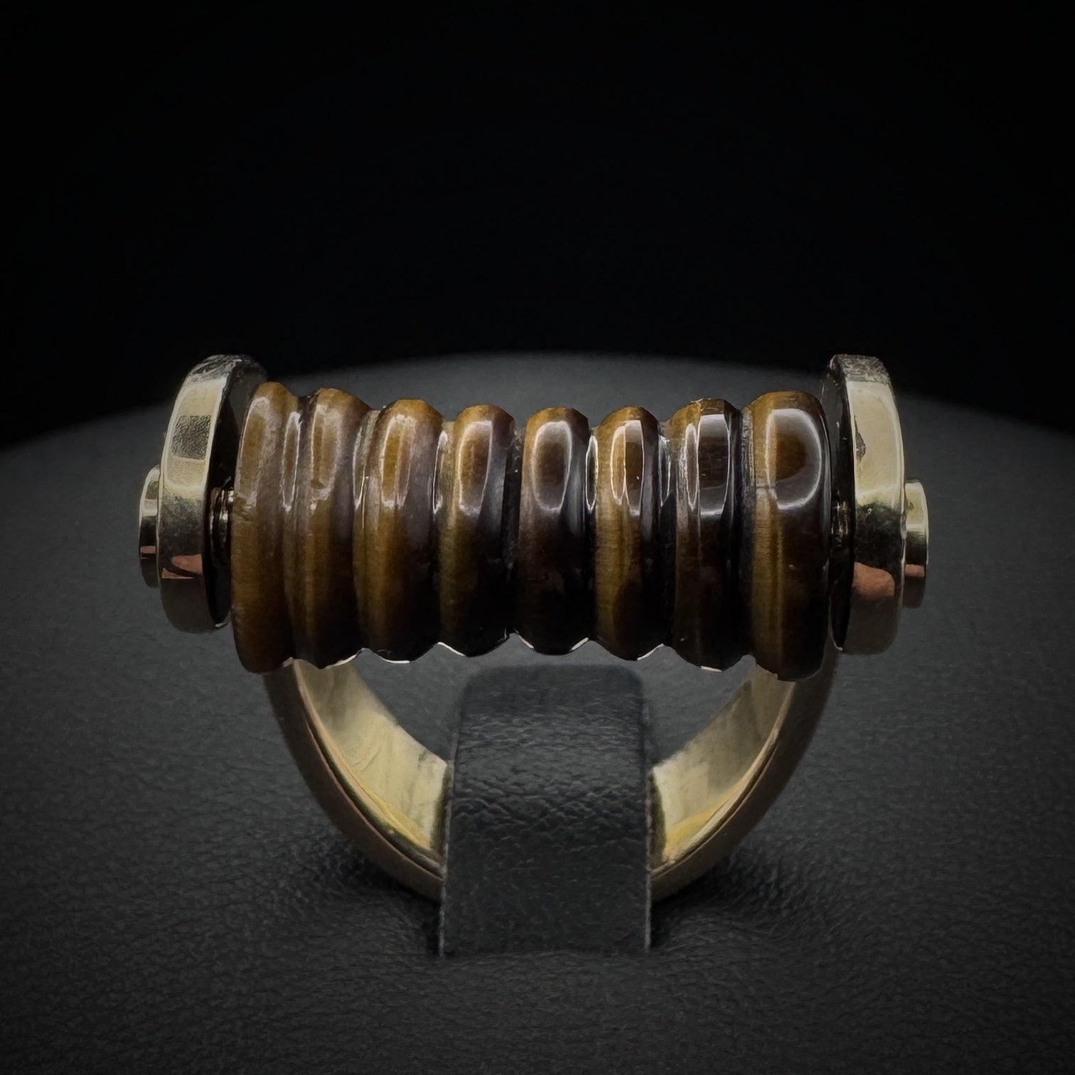 Vintage Artistic "Roll" Tigerseye Gold Ring