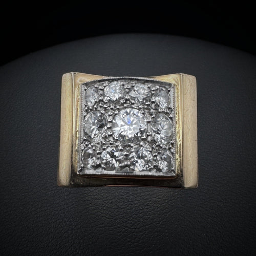 1940s Retro Era Diamonds Gold Ring