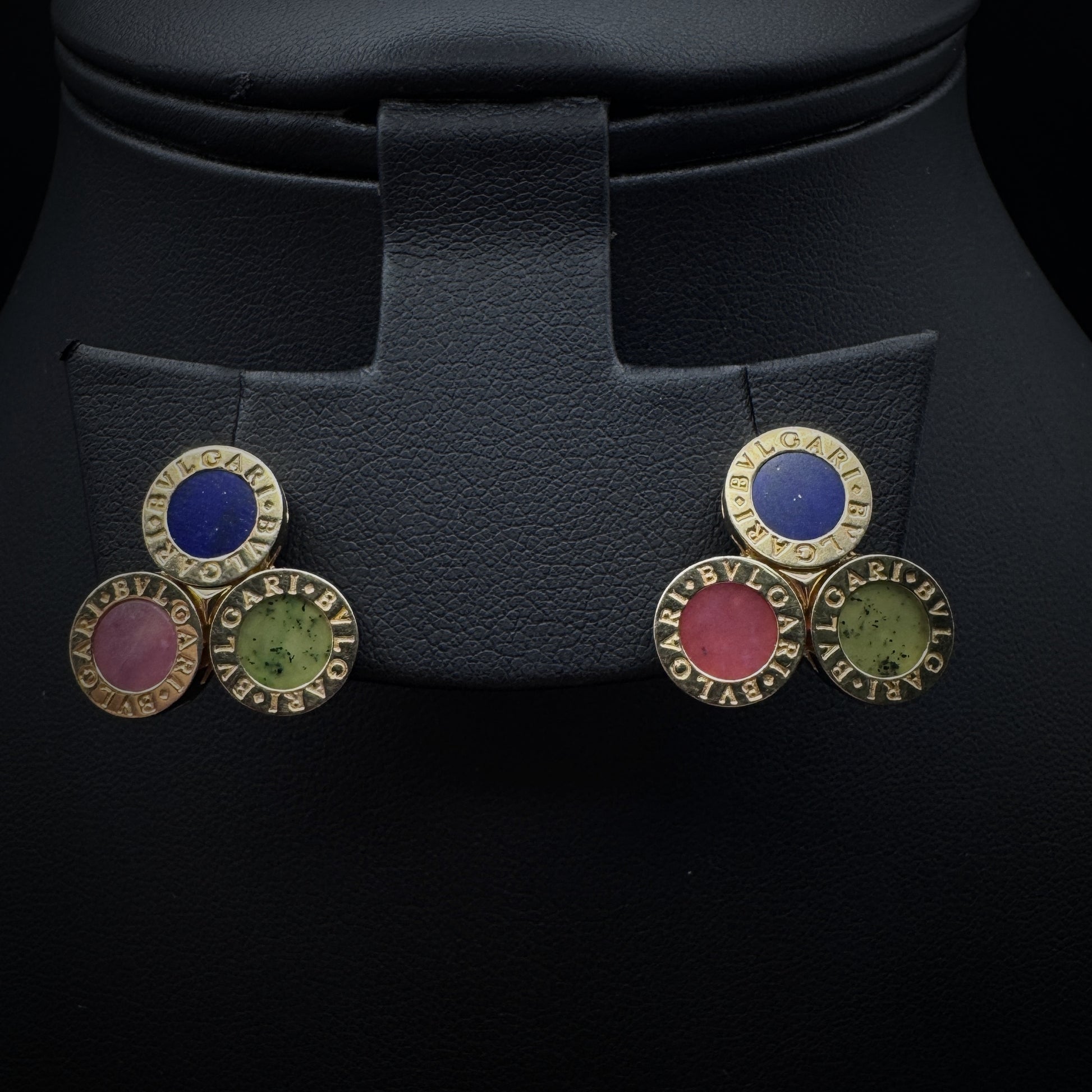Bulgari 1990s "BVLGARI Circles" Colored Stones Earclips