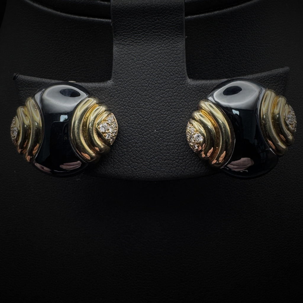 Bulgari 1980s Hematite & Diamonds Earrings