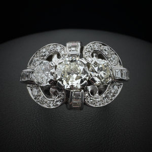 Late French Art Deco Diamonds Platinum Ring
