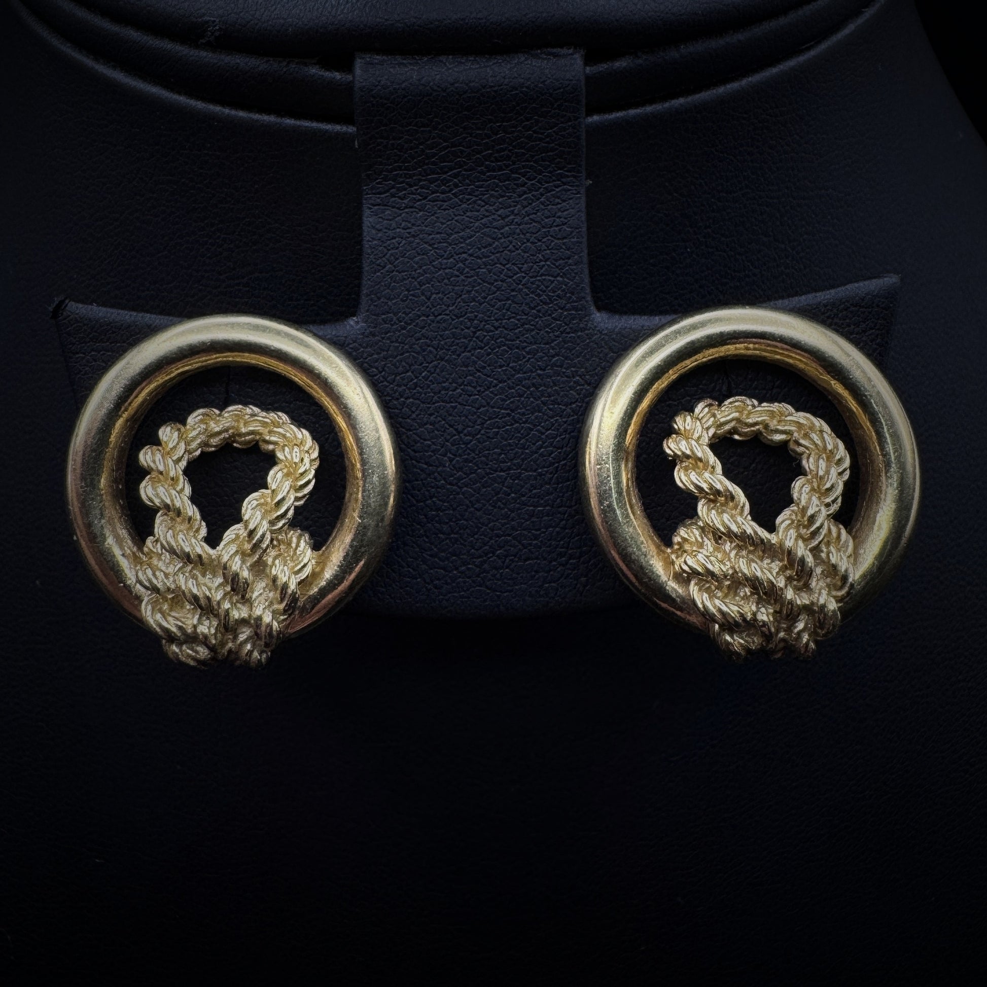 Hermès 1960s "Knot Circle" Gold Earclips