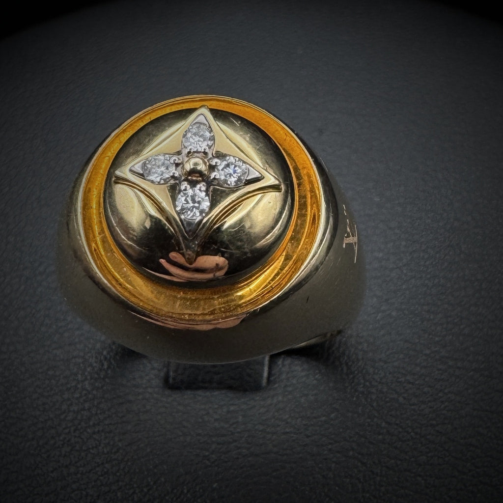 Louis Vuitton "Signet" Diamonds Gold Ring