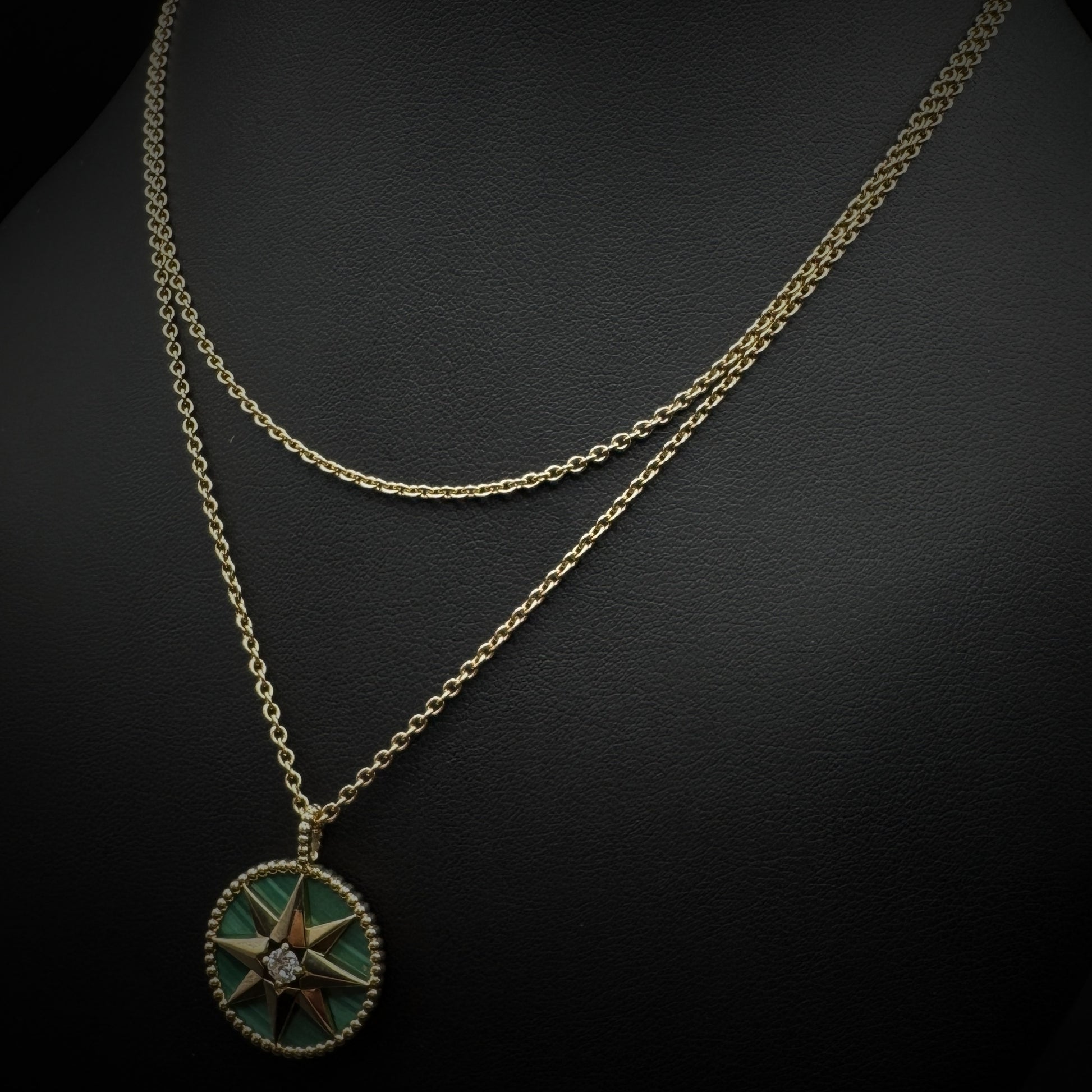 Dior "Rose des Vents" Malachite & Diamond Gold Necklace