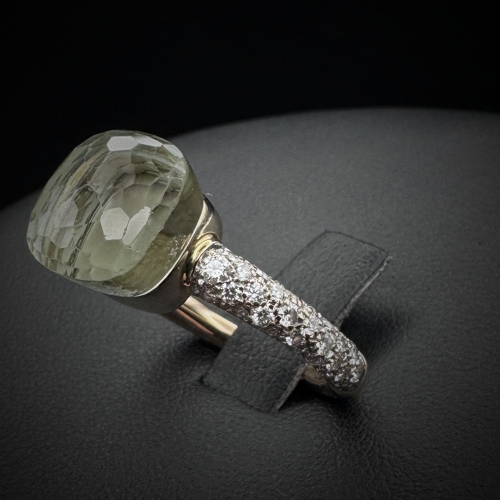 Pomellato "Nudo Classic" Prasiolith & Diamonds Gold RIng