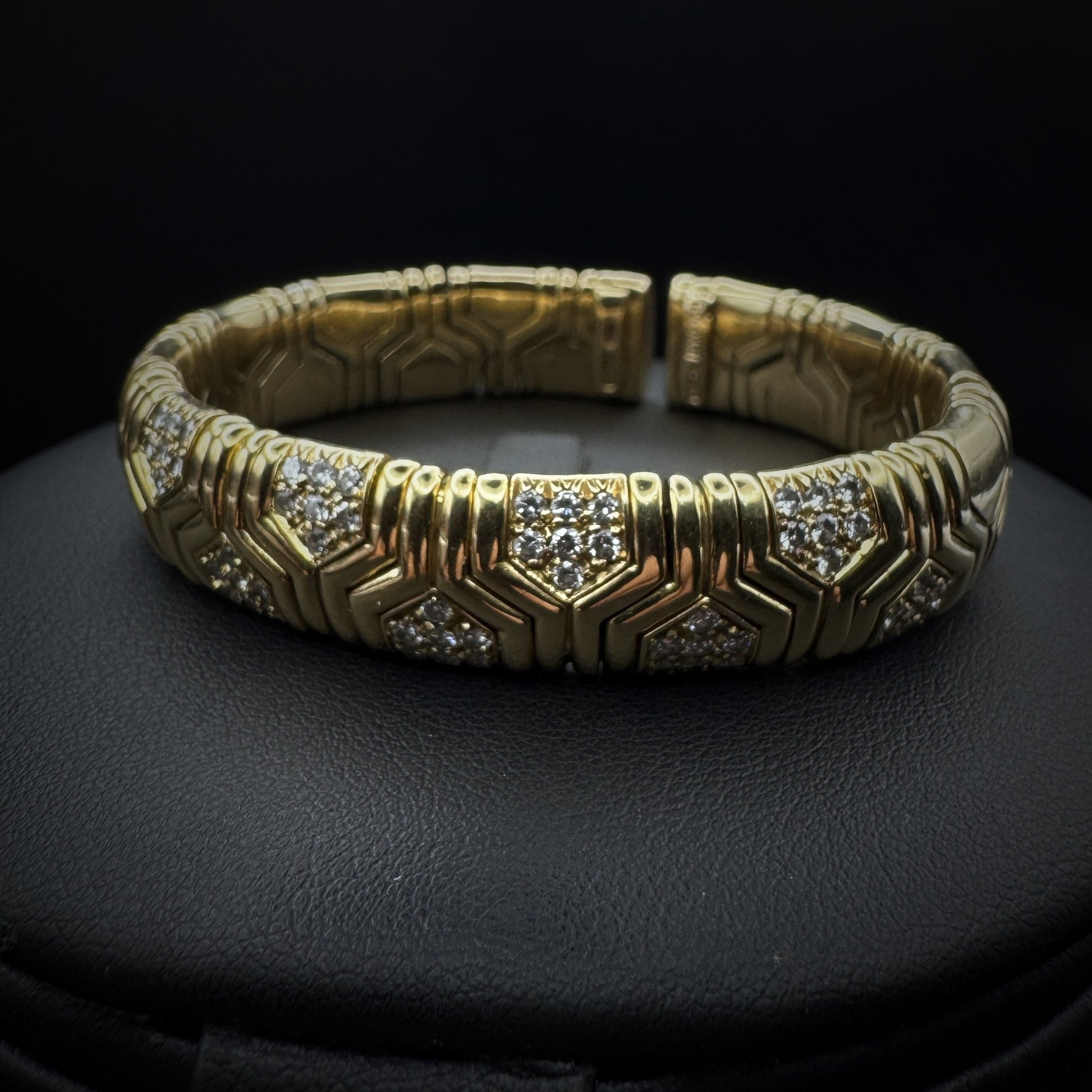 Bulgari 1980s "Alvaere" Diamond Gold Bangle