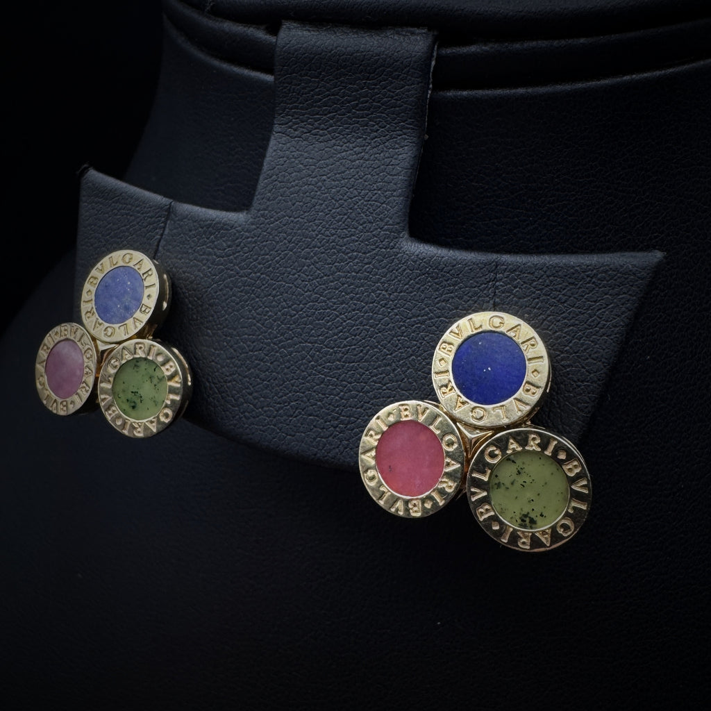 Bulgari 1990s "BVLGARI Circles" Colored Stones Earclips