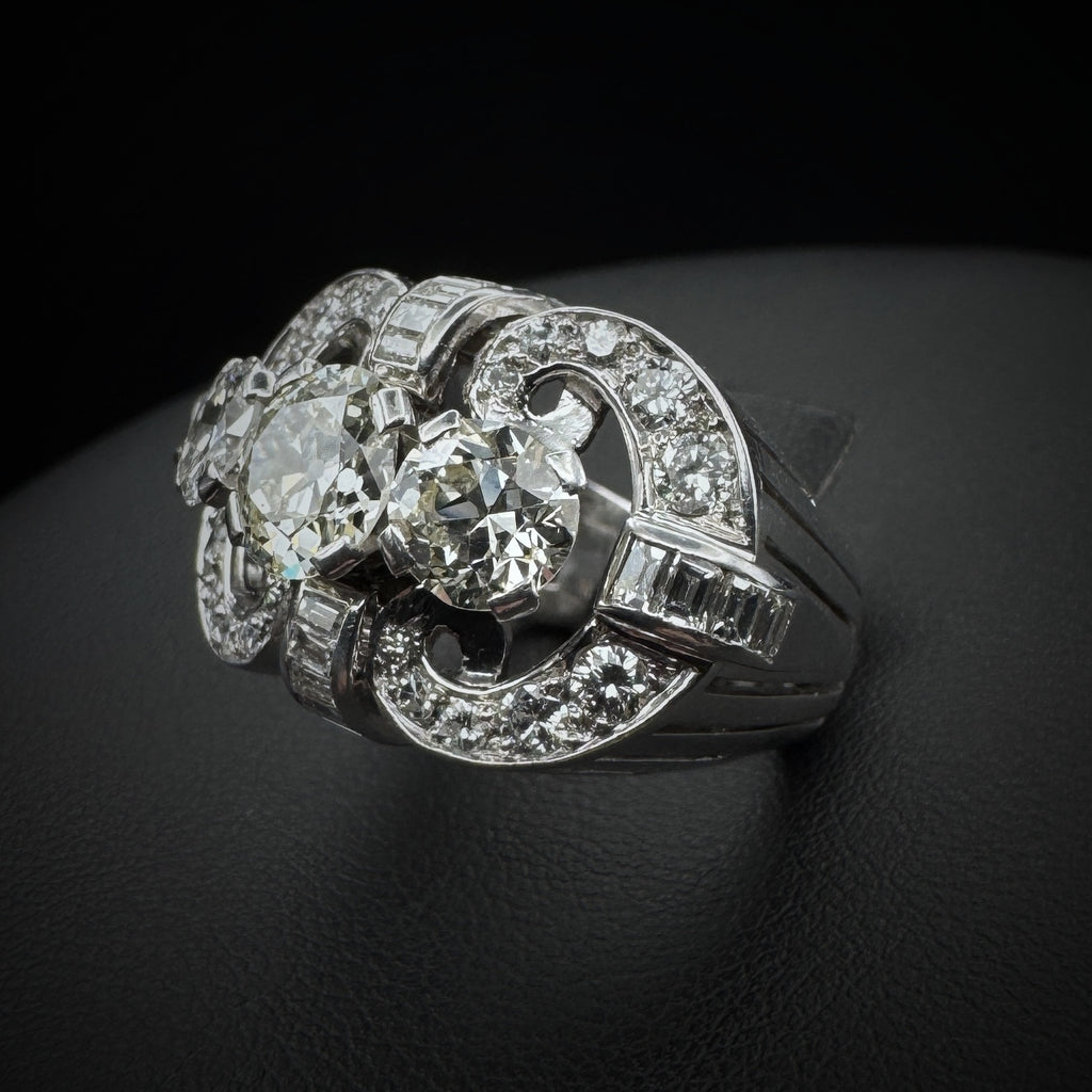 Late Art Deco Diamonds Platinum Ring