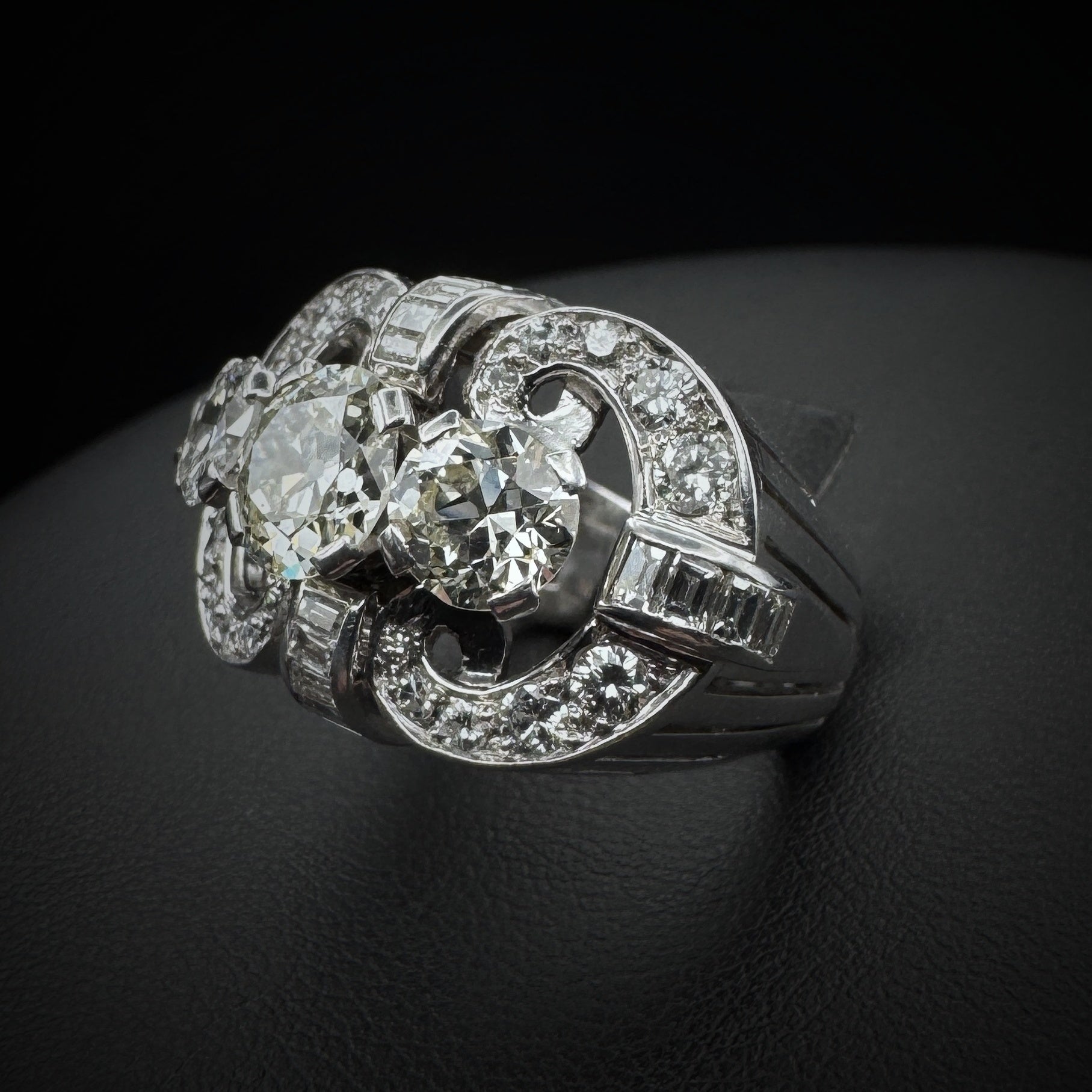 Late Art Deco Diamonds Platinum Ring