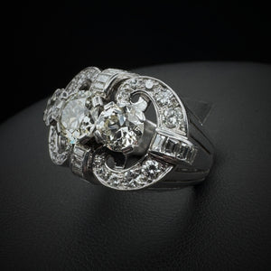 Late French Art Deco Diamonds Platinum Ring