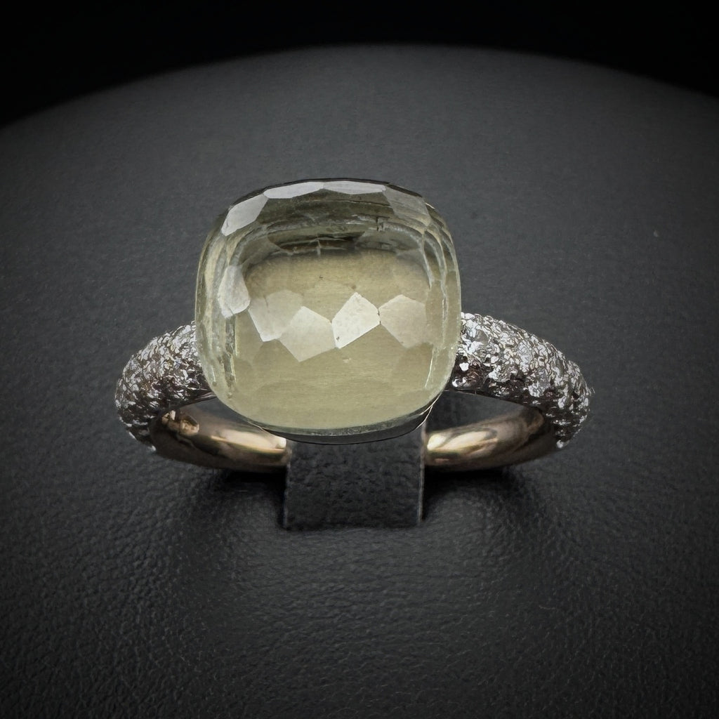 Pomellato "Nudo Classic" Prasiolith & Diamonds Gold RIng