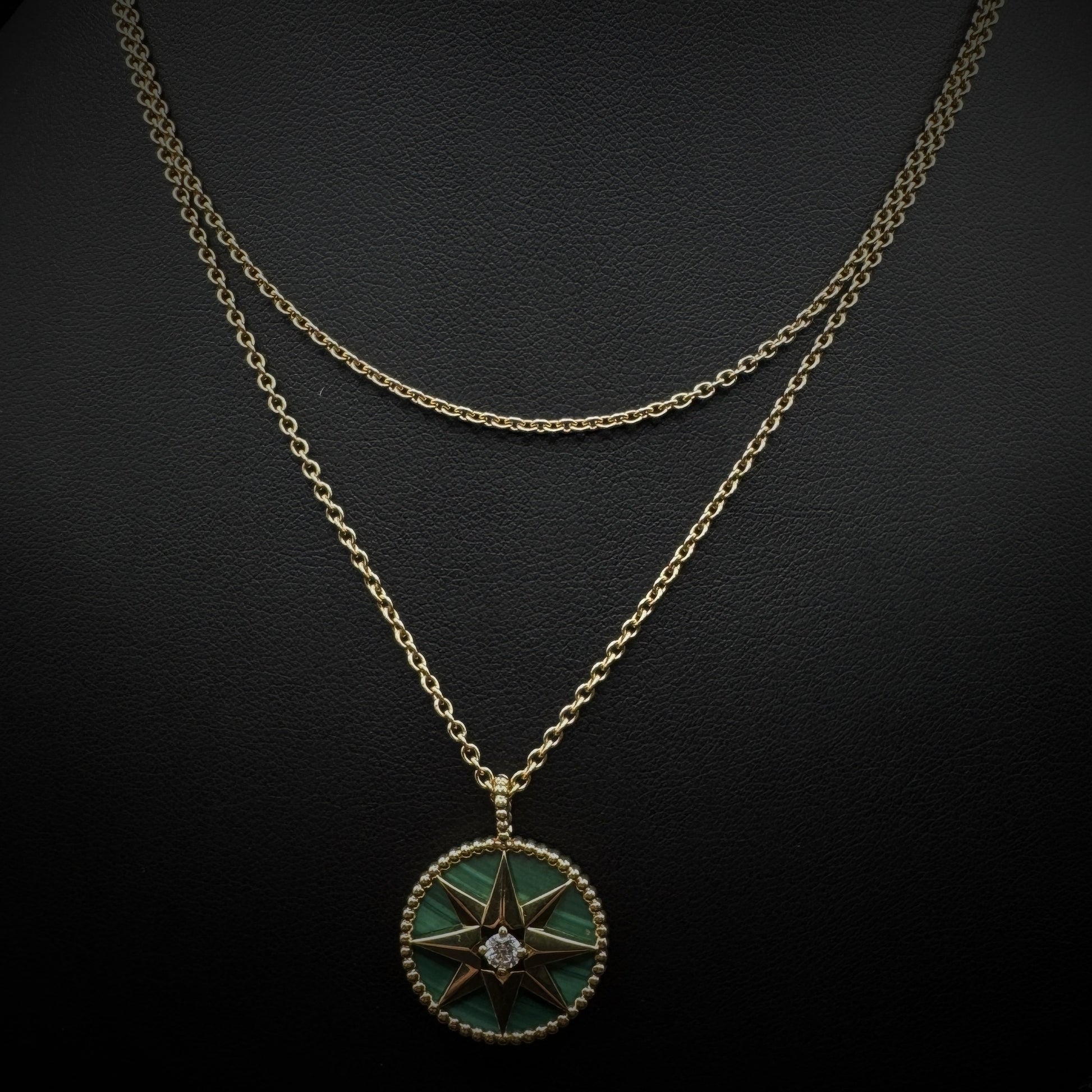 Dior "Rose des Vents" Malachite & Diamond Gold Necklace