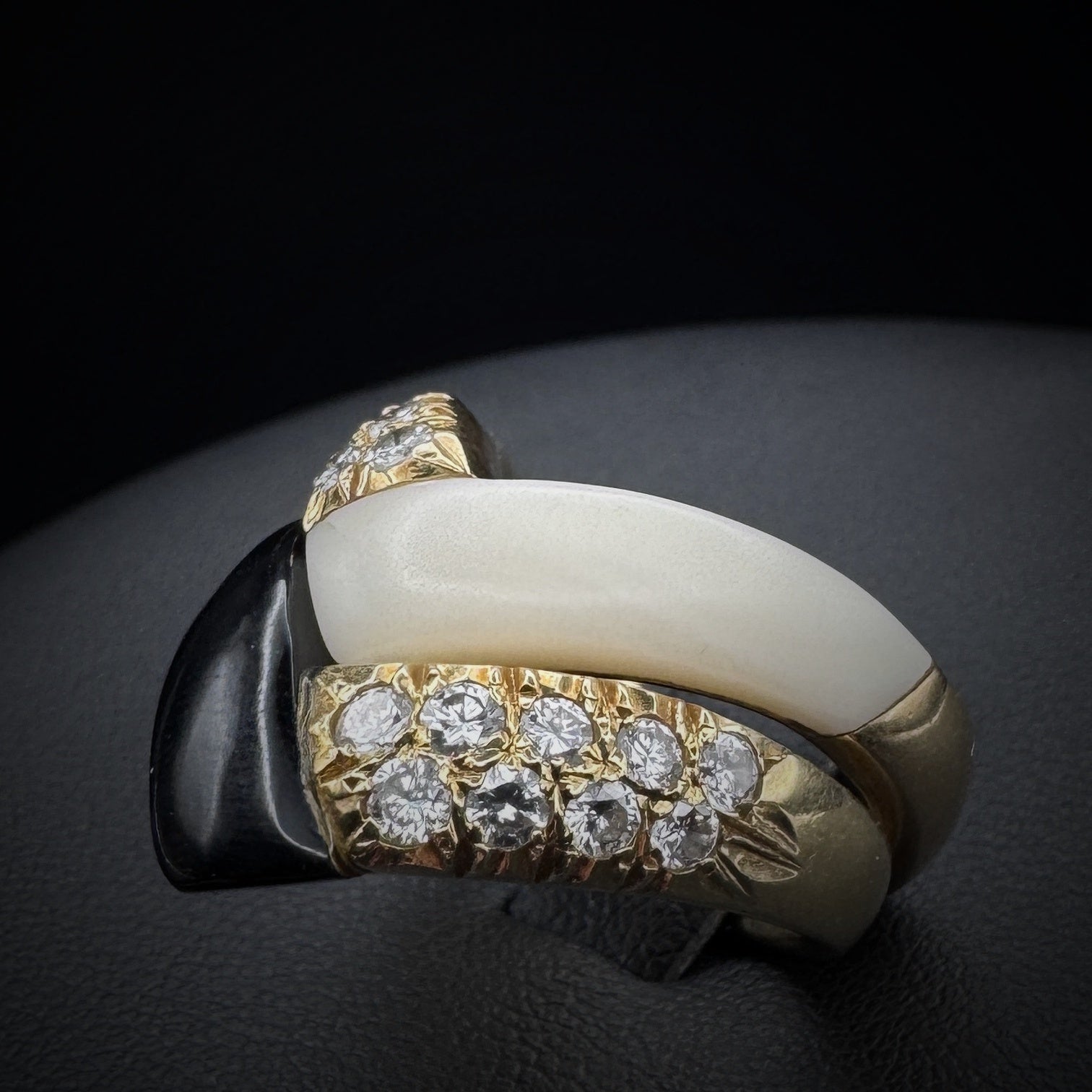 Van Cleef & Arpels Set of 2x Onyx & White Coral Diamonds Rings