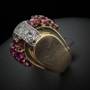 Retro Era Ruby & Diamond Gold Ring
