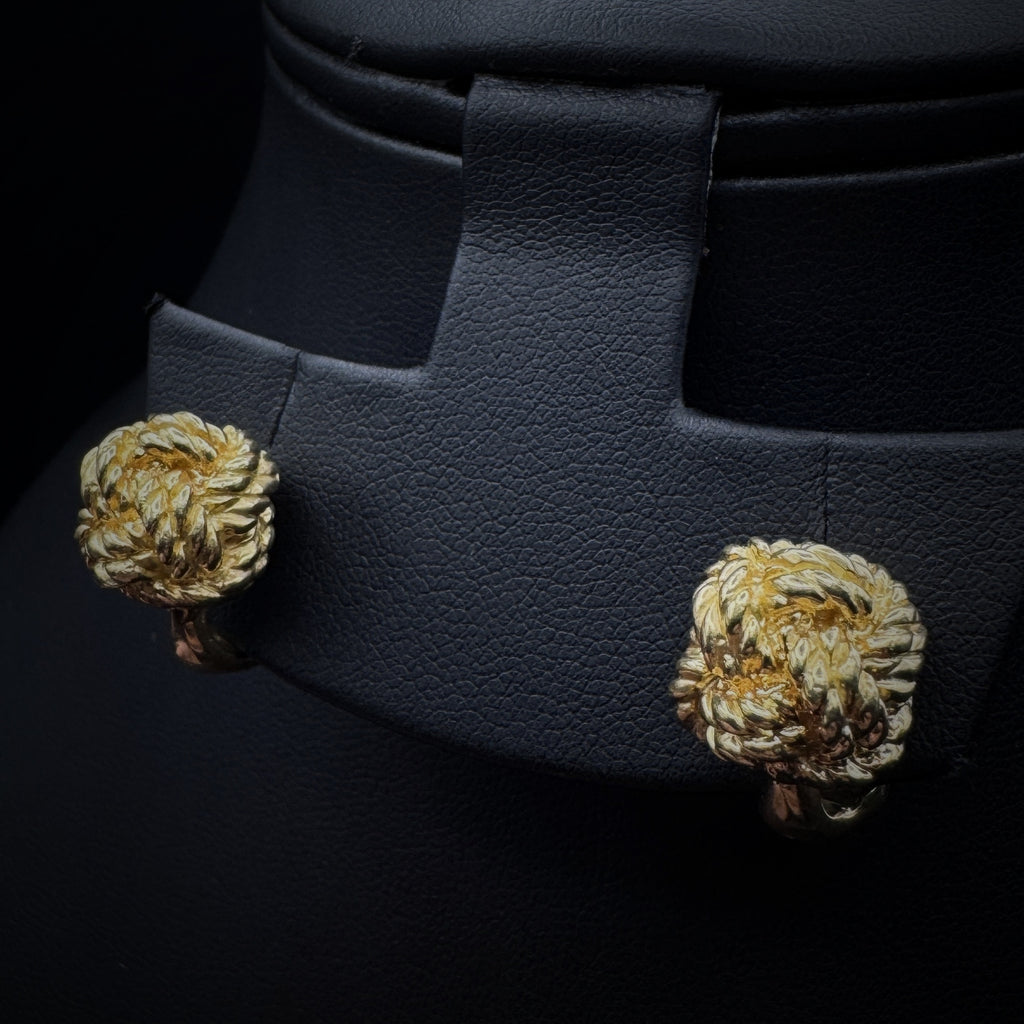 Hermès 1960s "Knot Dot" Gold Earclips
