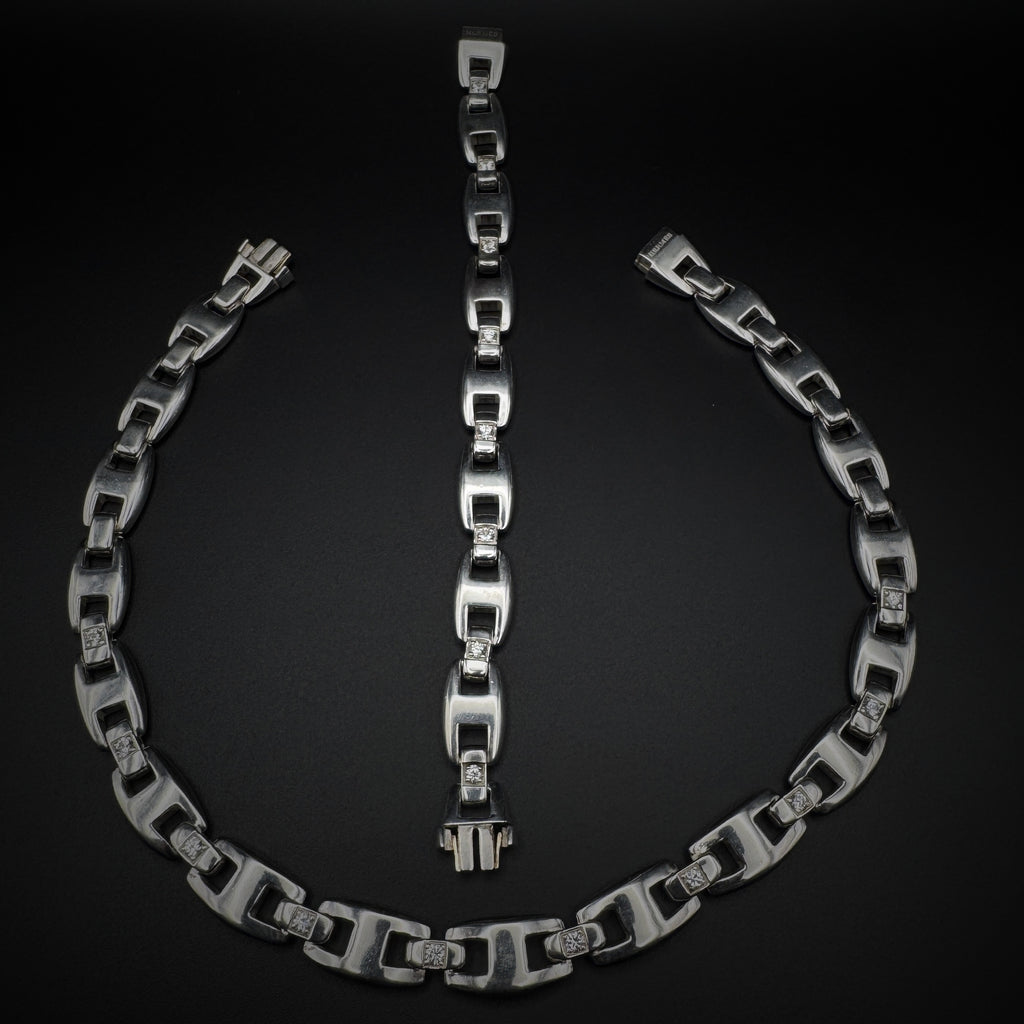 Hermès "Cassiopé" Set of Silver Bracelet & Necklace
