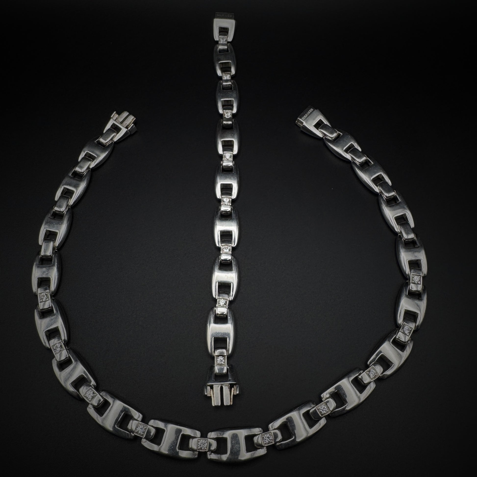 Hermès "Cassiopé" Set of Silver Bracelet & Necklace